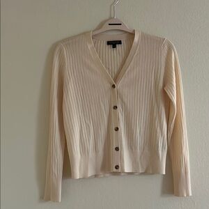 Cream Ribbed Cardigan Sweater by Banana Republic